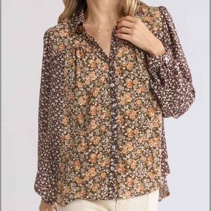 UMGEE Women's Mixed Floral Long Sleeve Blouse